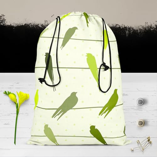 Image of ArtzFolio Colorful Birds On Wires | Reusable Sack Bag | Bag for Gym, Storage, Vegetable & Travel