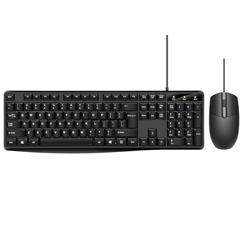 Wired Keyboard and Mouse Combo, Full-Sized Ergonomic...
