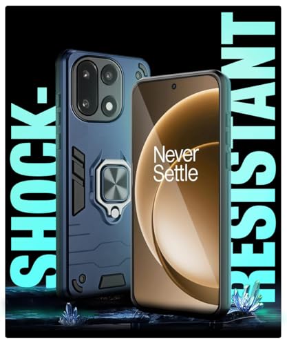 Image of WOW IMAGINE Shock Proof Back Case Mobile Cover for 1+ OnePlus 15 5G | Back Cover Case (Tough Armor | Hybrid PC + TPU | Ring Holder & in-Built Kickstand | Blue)