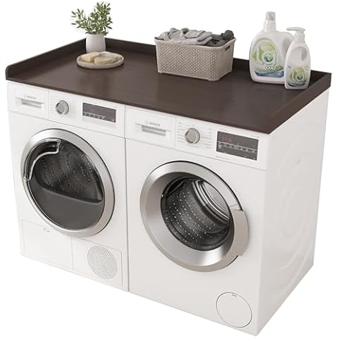 Piskyet Washer Dryer Countertop,Laundry Countertop with Edge Rails,27.5" Depth x 54" Wood Countertop For Washer and Dryer,Laundry Machine Topper for Laundry Room Organization and Storage(Walnut Color) Cover