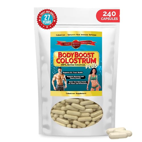 BodyBoost Colostrum Capsules (240) - Immune Booster Supplement with Immunoglobulin & Lactoferrin, Grass-fed Bovine Colostrum Capsule, 100% Bovine Colostrum, Super Food for Gut Health,Diverse Intake