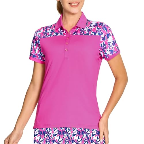 Photo 1 of M MAELREG Women's Golf Shirt Short Sleeve Regular Fit Moisture Wicking Quick-Dry Printed Collared Tennis Polo Shirts for Women