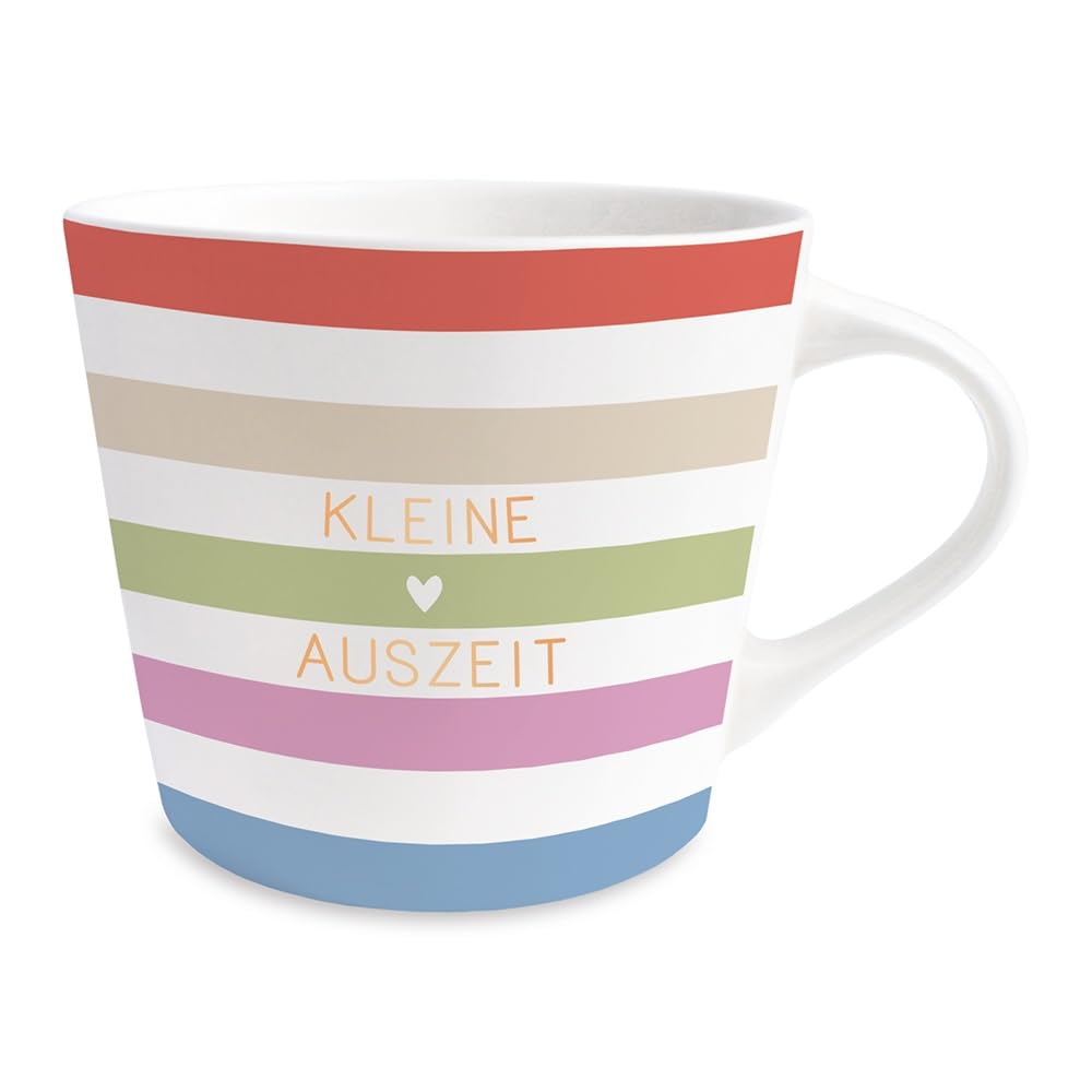Grafik-Werkstatt Kaffee-Tasse mit 100% Echtgold | Porzellan Tasse | 420 ml | Kleine Auszeit, Weiß-schwarz