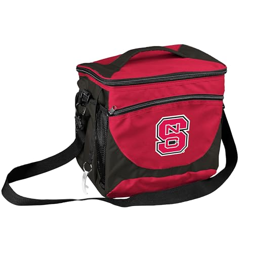 Logo Brands NCAA North Carolina State Wolfpack 24-Can Insulated Cooler with Embroidered Logo, Bottle Opener & Front Dry Storage Pocket – Unisex Adult, One Size, Team Color, Leak-Proof