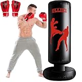 ULLIKI 65' Punching Bag for Adults and Kids with Gloves - Freestanding Heavy Boxing Bag, Inflatable Boxing Training Equipment Practice Daily Boxing Activities Gift for Kids, Men, Women, boy, Girl