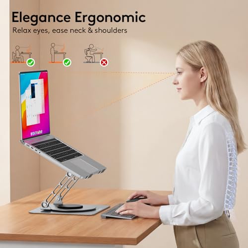 TECKNET Rotating Aluminum Laptop Stand with 360° Base & Heat Dissipation — view 4