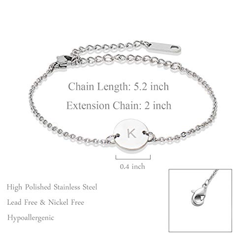 Stainless Steel Initial Bracelet Delicate Coin Letter A Bracelet Dainty Small Disc Name Bracelet Personalized Monogram Charm Bracelet For Women Girls #TOP5