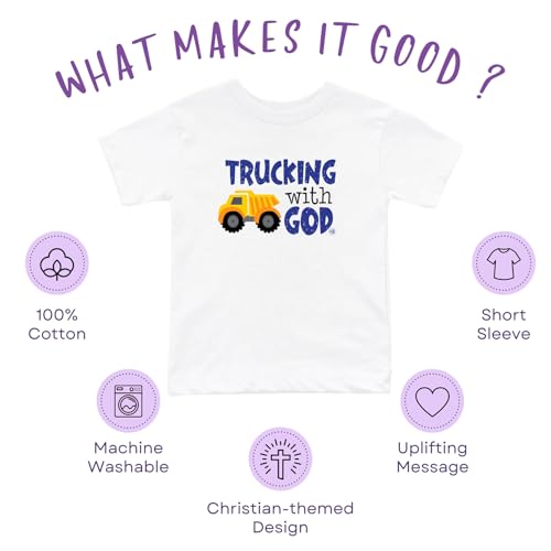 Trucking with God Toddler Boys Christian T-Shirt, 100% Cotton, 2T-5T Blue4