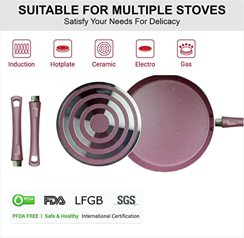 Chefs 10'' Granite Coating Aluminum Crepe Pan Pfoa Free Nonstick Pan Great Skillet For Omelette And Crepes Works With All Heat Sources Dishwasher Safe Pancake Pan Cookware #TOP5