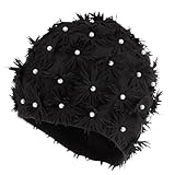QUMIIRITY Damen Badekappe Nylon 3D Blumenmuster Atmungsaktiv Ohrenschutz Modischer Schwimmhut für...