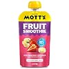 Motts Fruit Smoothies Strawberry Banana, 4.2 oz clear pouches, 4 Pack, Non-dairy, Made With Oatmilk, Made With Real Fruit, Good Source of Calcium, On-the-Go