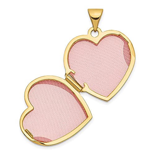 14K Yellow Gold 18Mm Heart Shaped Floral Photo Pendant Charm Locket Chain Necklace That Holds Pictures Fine Jewelry For Women Gifts For Her #TOP3