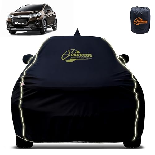 Image of Reflector Waterproof Car Cover for Honda Wrv with Mirror & Antenna Pocket | All Weather Protection | Washable Fabric | Black Color