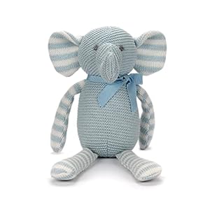 FLUFFYFUN Organic Cotton Elephant Soft Toys, Elephant Teddy for Newborn Baby 7.1″ (Blue)