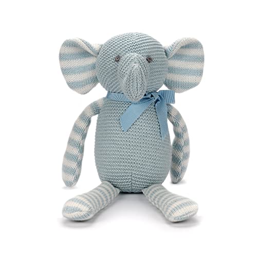 FLUFFYFUN Elefante Peluche Azul 18cm, Peluche Bebe de 100% Algodon Organico