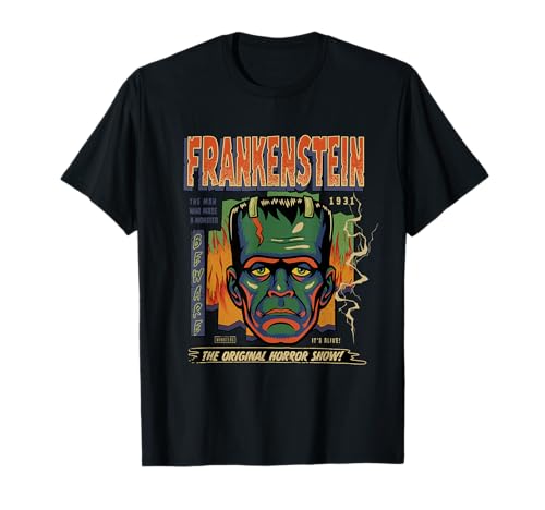 Universal Monsters Frankenstein Vintage Halloween Mask T-Shirt