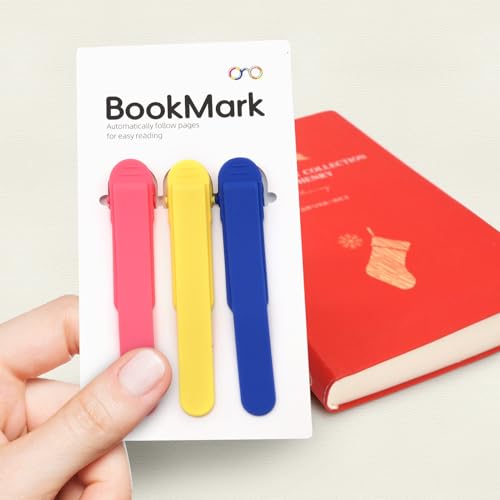 Image of SMUK 3pcs Silicone Automatic Bookmark, Unique Bookmark Page Keeper for Reading Lovers Women Men Kids Teachers, Book Page Holder Markers Clip Book Marks Reading Accessories Gifts