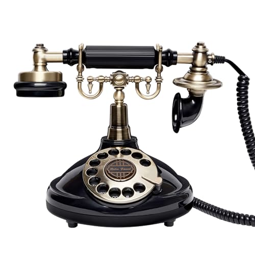 KFURNIKN Audio Guest Book Wedding Phone with Rotation Dial, Record Customized Audio Message with Guest Book, Wedding Birthday Party Confession Audio Message Voicemail (Black)