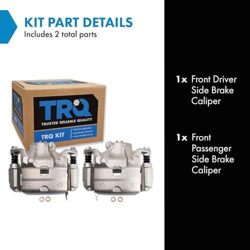 Image of TRQ Front Driver and Passenger Side Brake Caliper Set 2 Piece Caliper Brackets Hardware for 2010-2012 Nissan Altima 13 Altima Base S SL 2011-2012 Sentra SE-R
