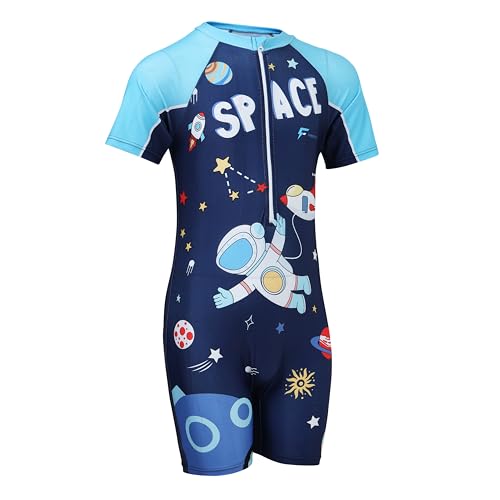 Image of FABSPORTS Kids Swimsuit Set Printed One-Piece Swimwear for Boys & Girls, Half Sleeve Bathing Suit, Comfortable Swimming Costume for Children, 2-12 Years