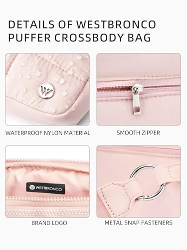 Image of WESTBRONCO Small Crossbody Bags for Women Nylon with Adjustable Strap, Zipper Crossbody Purse, 1L Shoulder Bag for Travel