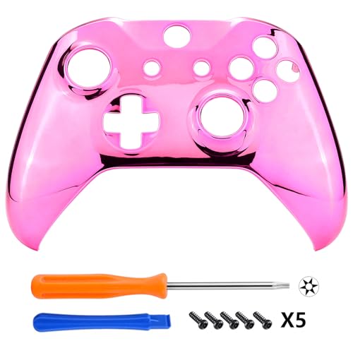 eXtremeRate Chrome Pink Edition Front Housing Shell Faceplate for Xbox One S & Xbox One X Controller (Model 1708) - Image 2