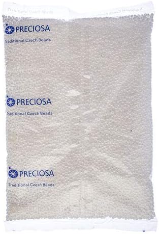 Czech Glass Seed Beads 8/0 (2.9mm Diameter) Opaque Chalk White Luster - 500g Bulk Bag by Preciosa (Jablonex)