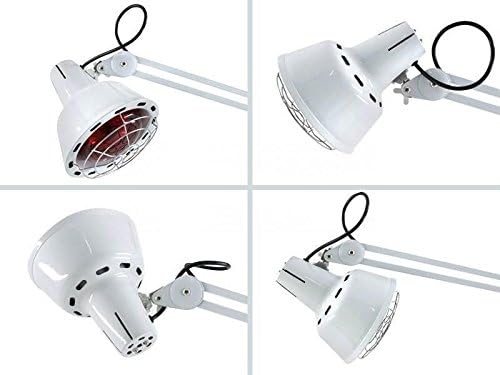 Four images demonstrating various adjustable positions of the Boston Tech Infrared Therapy Lamp head.