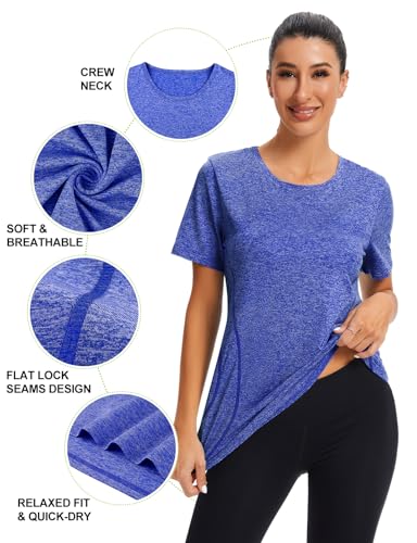Image of Cucuchy Womens Yoga Tops Flowy Fitness Workout Shirts Short Sleeve Activewear