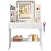 LIVELYGLOW Small Makeup Vanity Desk with Smart LED Mirror & Power Outlet, 29.5