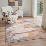 BEIMO Fußmatte Innen Waschbarer Teppich Wohnzimmer, Abstrakt Design Teppich Schlafzimmer Kurzflor, Teppiche rutschfest Weiche für Badezimmer Esszimmer Flur 120X170CM Ochre Veil