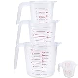 PREMIUM 3pc Measuring Cups Set - Large 4-Cup, 2-Cup and 1-Cup Capacity - BPA Free Plastic With Angled Grip And Spout - Specifically Crafted For Liquid Wet And Dry Ingredients
