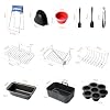 17 Pcs Accessoires Air Fryer pour Ninja, 7,6-9,5L Dual Air Fryer Accessoires, Accessoire de Friteuse à Air avec Moule Silicone, pour Friteuse à Air Double Zone Ninja Af300EU, Af400EU, Af500EU