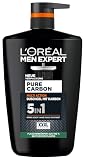L'Oréal Men Expert XXXL 5in1 Duschgel und Shampoo für Männer, Duschbad zur Reinigung von Körper, Haar und Gesicht, Herren Körperpflege für langanhaltende Frische mit Karbon, Pure Carbon, 1 x 1000 ml