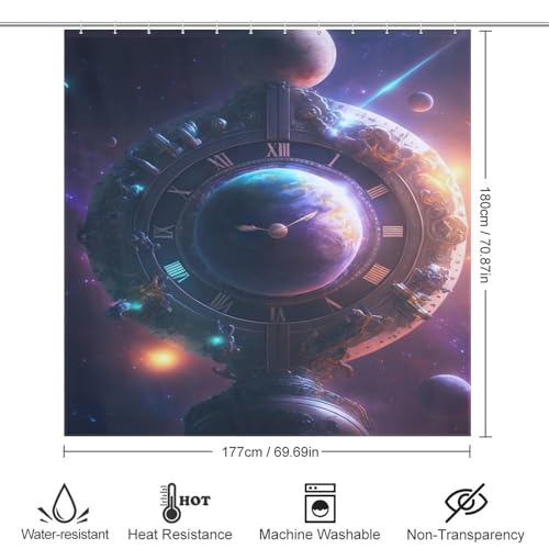 Rideau de douche imperméable Space Earth lavable pour résoudre les problèmes d'humidité