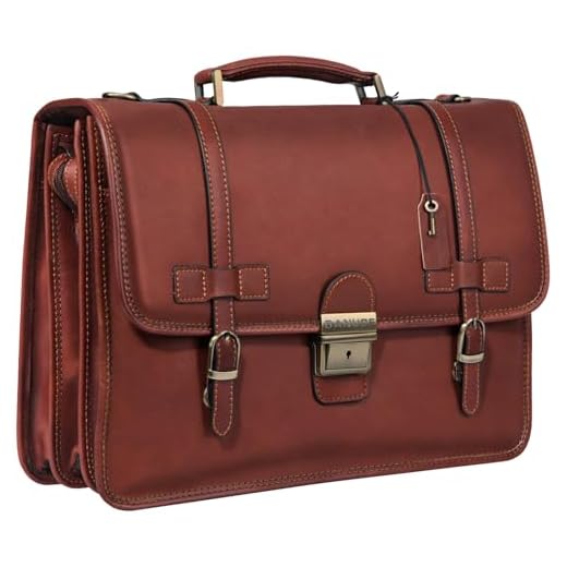 Banuce Vintage Full Grains Italian Leather Briefcase for Men Lock Lawyer Attache Case 14 Inch Laptop Messenger Bag Tote Shoulder Business Bag