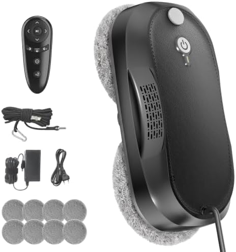 KKI X2 Fensterputzroboter,Bidirektionale Ultraschall Dual-Spray(Schwarz) | 3 Reinigungsmodi, KI-Pfadplanung und Kantenerkennung,starker Saugkraft, für Hochhausfenster, Glastür, Fer