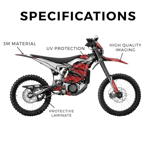 Image of Carbon Fiber Surron Ultra Bee Graphics Kit Wrap - Grunge Stripe Red - Sur-Ron Skin - Premium 3M Vinyl Protective Wrap Decal Cover - Easy to Apply | Crafted in The USA by MightySkins