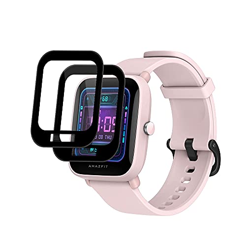 AiMok 2 Pièces Protection écran Compatible avec Amazfit Bip U/Bip U Pro, [Anti-Rayure] [HD Transparent] Couverture Complète 3D Protection écran pour Amazfit Bip U/Bip U Pro Cover