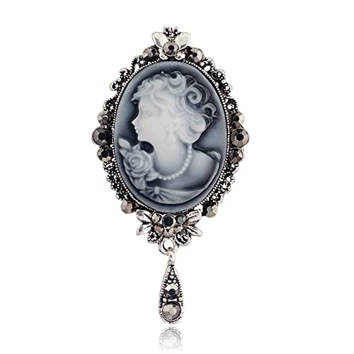 Image of lureme Vintage Elegant Victorian Lady Beauty Cameo with Crystal Brooch Pin (br000017)