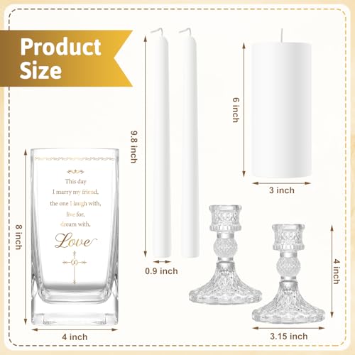 FoldTier Unity Candles with Holder for Wedding Ceremony Set 1 6" Pillar 2 9.8'' Taper Candles 3 Candlestick for Religious Formal Events Church(Cross) by FoldTier - Image 2