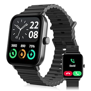 Smart Watch for Men Women with Alexa Built-in, Bluetooth Call, Fitness Trackers Watch with Heart Rate Sleep Monitor, 1.8″ DIY Dial 100 Sports Modes IP68 Waterproof Smartwatch for iOS Android (Black)