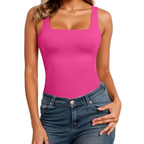 Generisch Débardeur de compression sans coutures avec col carré pour femme - T-shirt minceur pour...