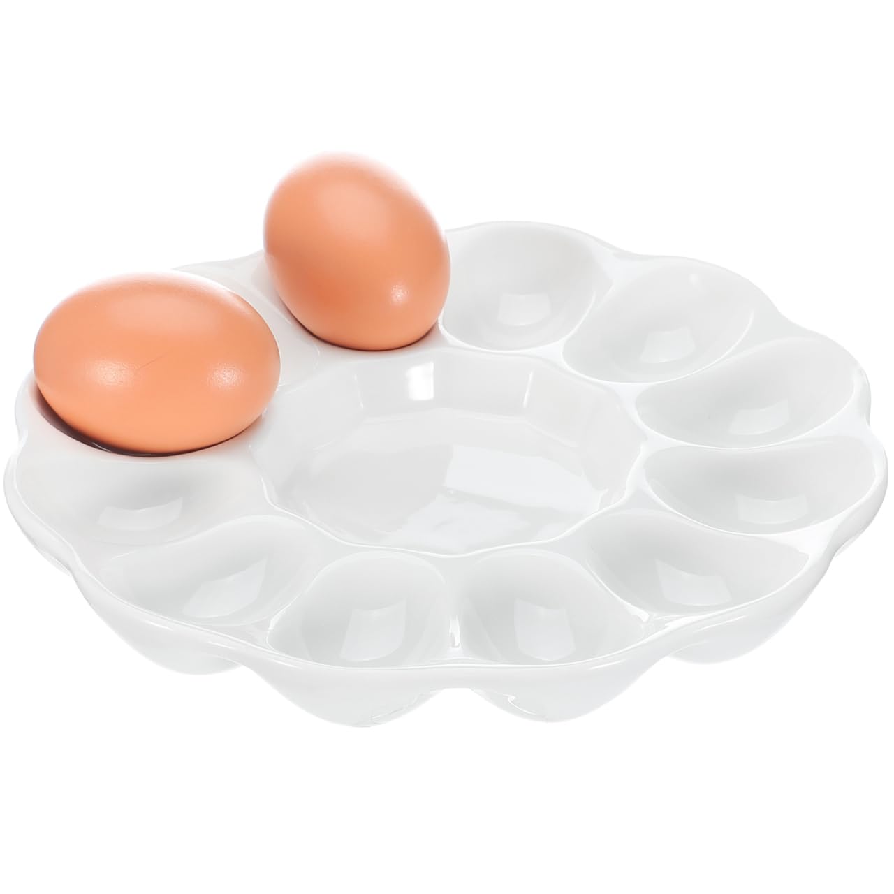 Homoyoyo Bandeja para Huevos Rellenos Compartimentos con Fondo Plano Estable para Servir Hogar y Restaurante Fácil de Limpiar Porcelana Clásica