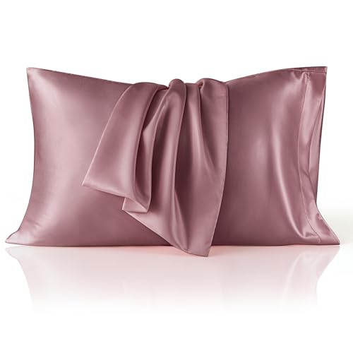 Image of Bedsure King Size Satin Pillowcase Set of 2 - Nostalgia Rose Silky Pillow Cases for Hair and Skin with Envelope Closure, Similar to Silk Pillow Cases, Gifts for Women Men, 20x36 Inches, 2pcs