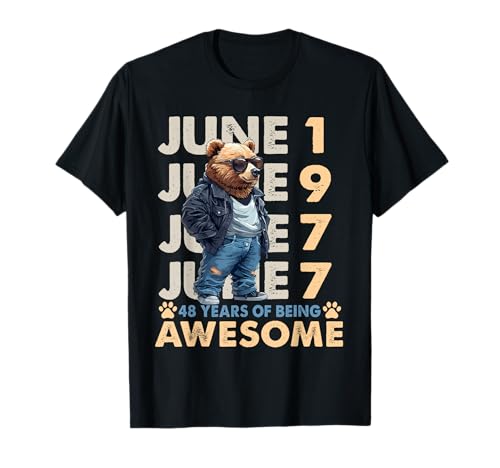 48th Birthday Bear Legends June 1977 48 Years Old For Mens Camiseta