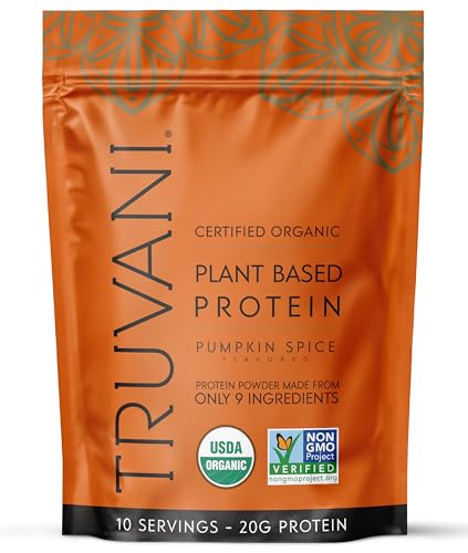 Truvani Vegan Pea Protein Powder | Pumpkin Spice | 20g Organic Plant Based Protein | 10 Servings | Keto | Gluten & Dairy Free | Low Carb | No Added Sugar
