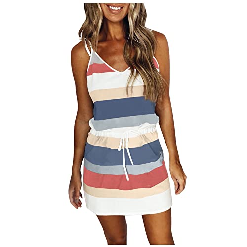 Woen's - Vestido casual de verano 2025, vestido largo de playa para mujer, azul marino, S
