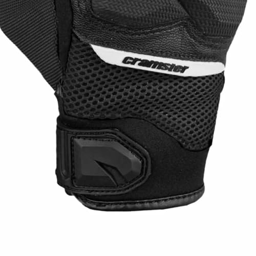 Image of Cramster Breezer SP Gloves - Motorcycle Riding Leather Gloves | Impact Protection | Abrasion Resistance | Carpus Bone Protector - Black White, Large