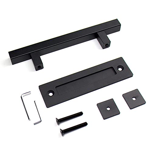 YANGHX Barn Door Handle 30cm Pull Handle for Sliding Barn Door Heavy-Duty Materials (Square), Black - Image 3
